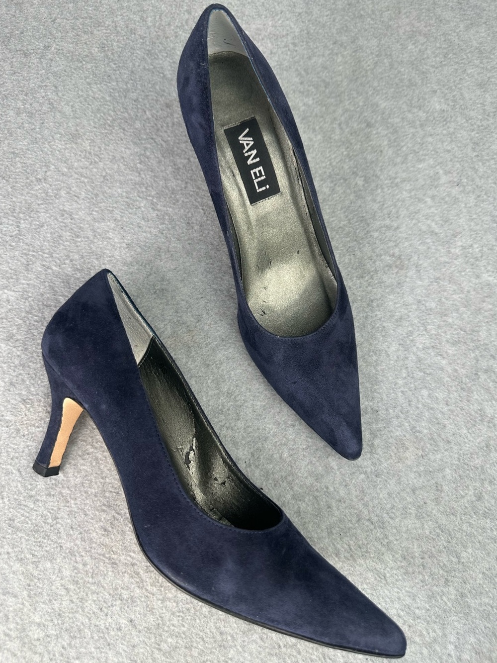 Vaneli Navy Blue Classic Suede Pointed Toe Pumps Womens Size 8S